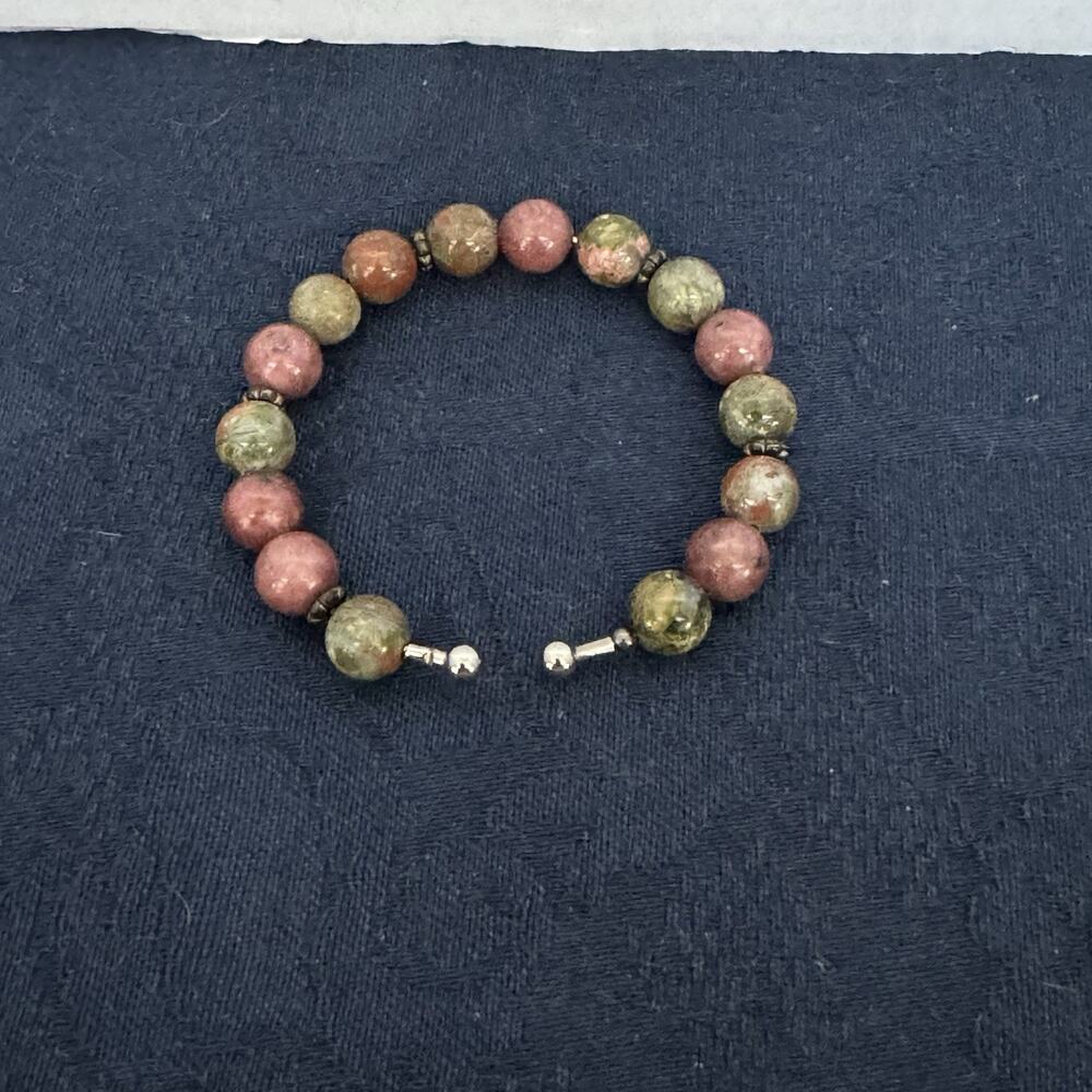 Natural Red And Green Jasper Stone Bracelet Stone Stretch Healing Bracelet Nice‎